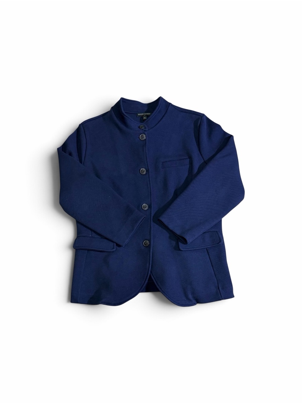Banana Republic Navy Blue Military Piqué Band Collar Blazer Jacket Size XL